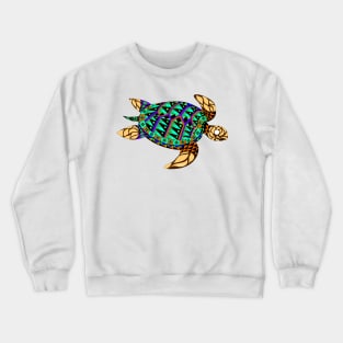 king turtle tortoise tortuga ecopop in mexican colorful patterns Crewneck Sweatshirt